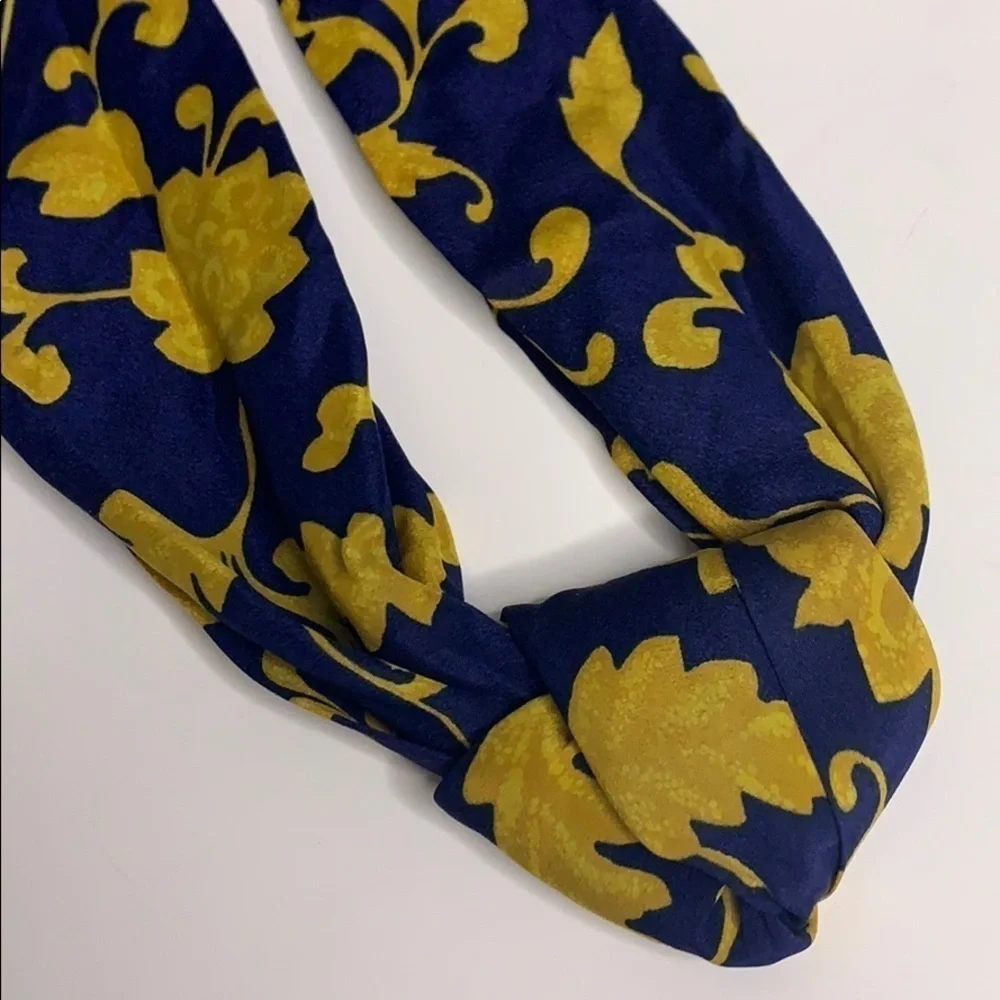 Vintage Regal Red Blue Gold Silk scarf neck tie infinity accessory